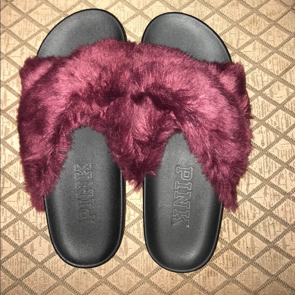NWOT Victoria’s Secret Pink Furry Slides,Size-7 - Picture 2 of 3